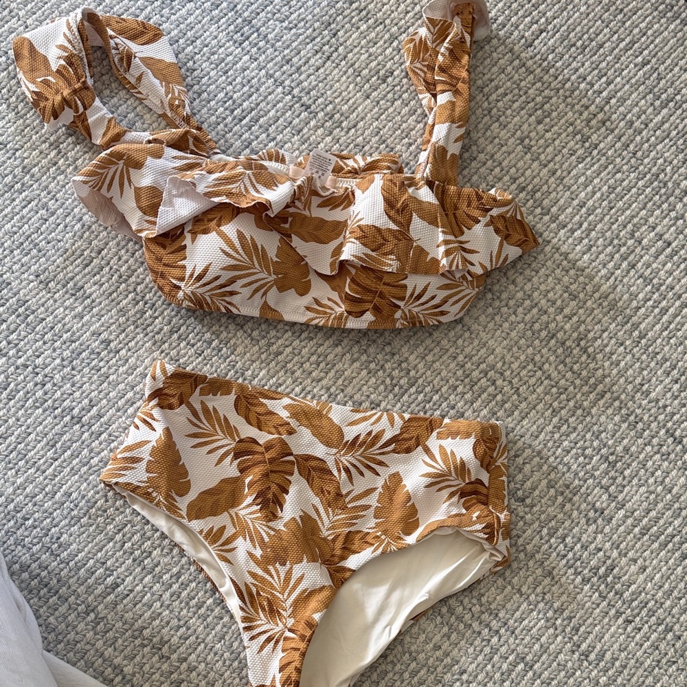 Tropical Leaf Print Swim Set